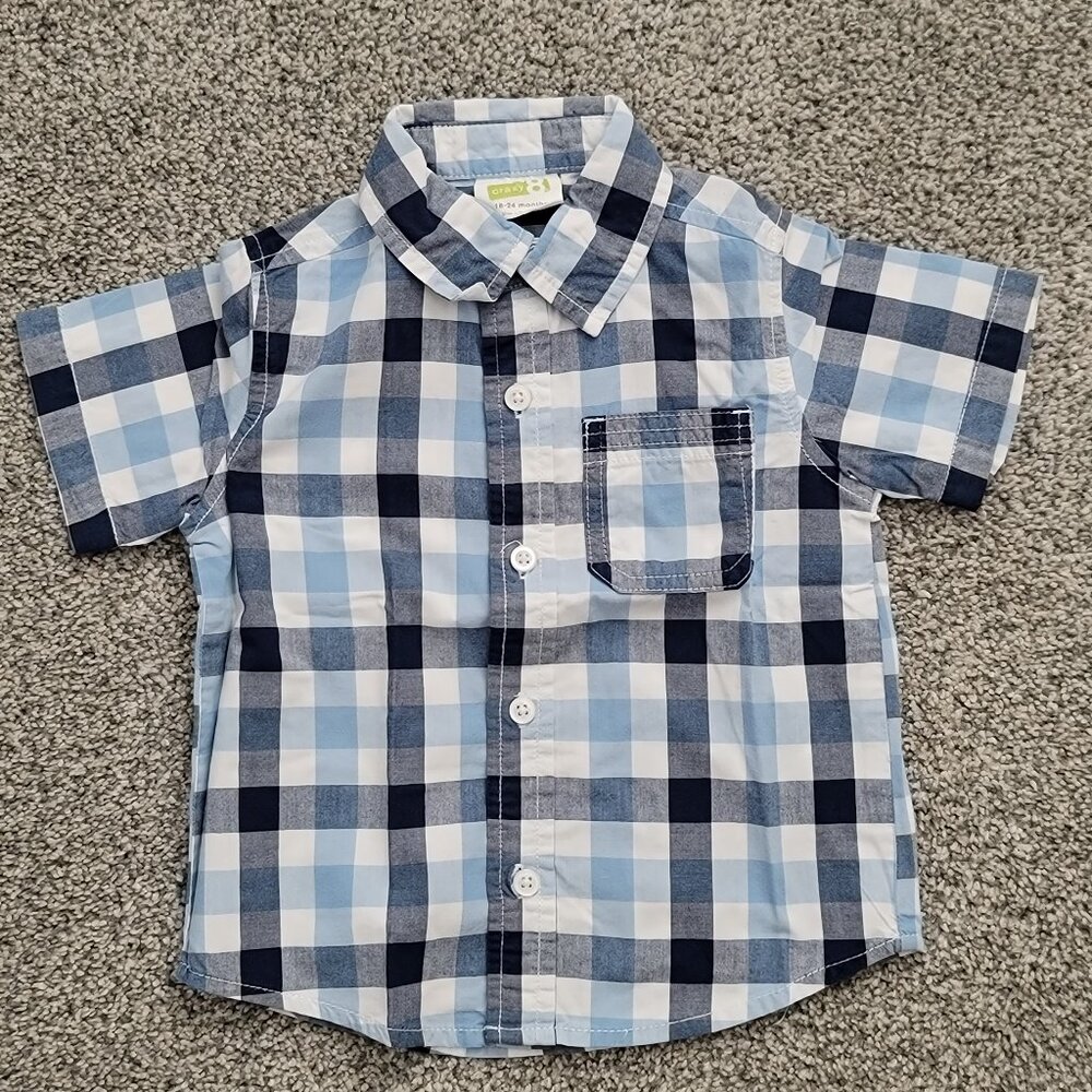 🛍️ BUNDLE Only **Crazy 8 Boy's Blue & White Short Sleeve Checked  Shirt 18-24 M